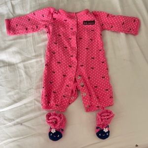 Newborn baby girl onesie with ladybug booties